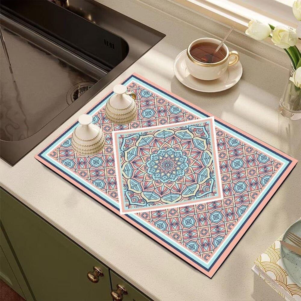 Diatomite Kitchen Countertop Draining Mat Sink Square Absorbent Mat Desktop Insulated Placemats Coasters Washable Carpet