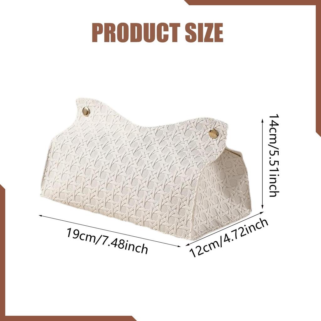 Faux Leather Tissue Box Cover, Elegant Rectangular Napkin Holder for Nightstand, Dresser, Home