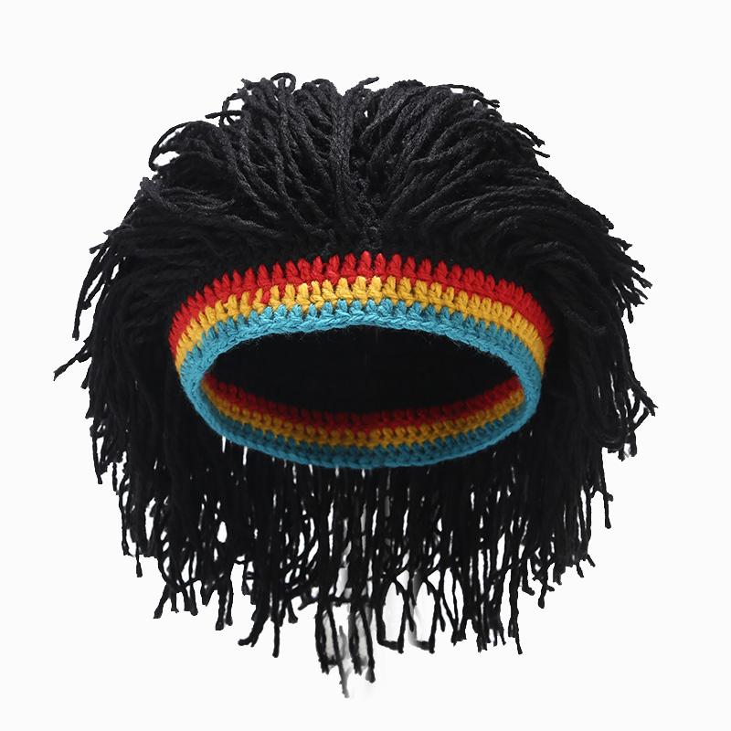 Rasta-Perücke, Beanie-Mütze für Männer, handgefertigt, gehäkelt, warme Wintermütze, Gorros, Halloween, Feiertag, Geburtstag, Geschenke, lustige Party-Sturmhaube