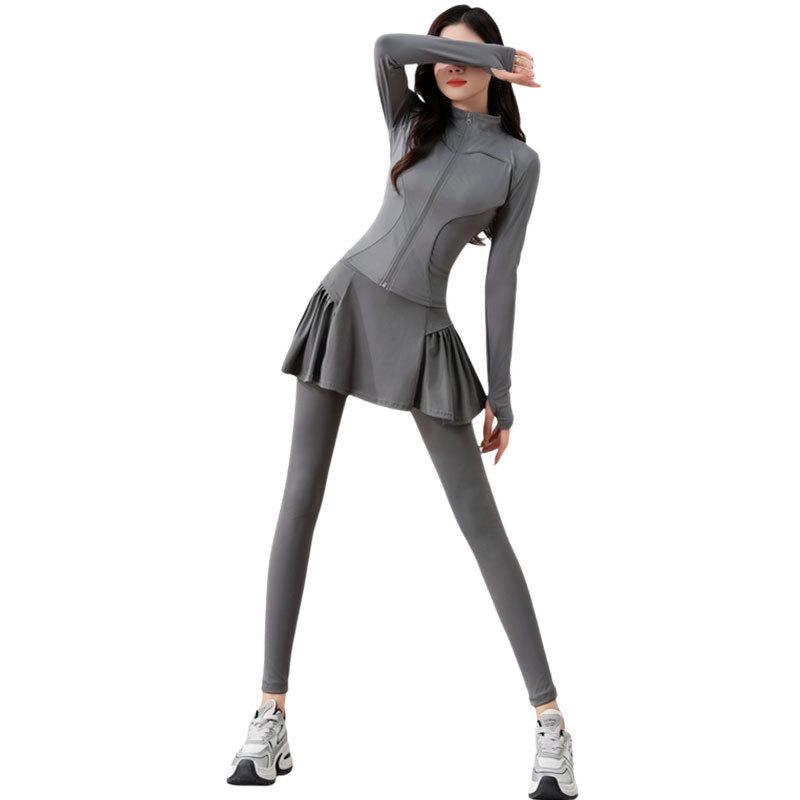 Women's Autumn/Winter 2025 High-End Sports Set: Yoga Top & Skirt Pants