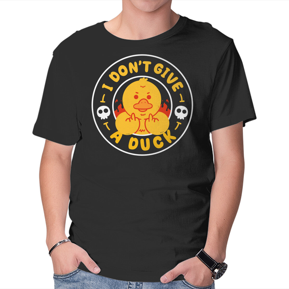 Unisex Crew Neck T-Shirt I Don’t Give A Duck Graphic Short Sleeve Casual Tee S