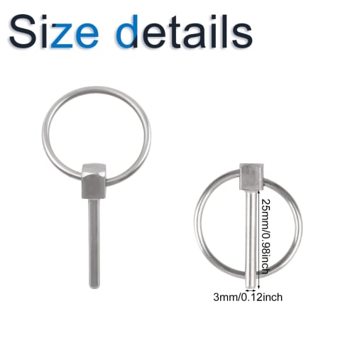 INCREWAY Lynch Pins, 4pcs dia. 3mm Stainless Steel Round Safety Pins, Trailer Locking Pins, Retaining Pins, Lynching Pins, Fasteners for Trucks, Farms