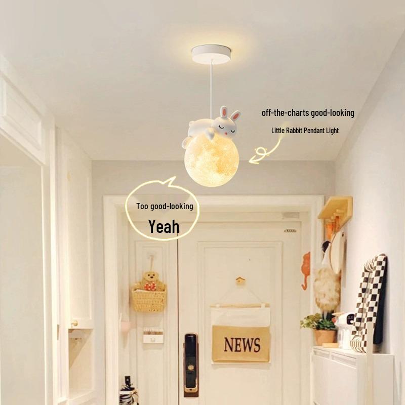 

Creative Cream Rabbit Pendant Light for Corridor and Entrance Bear Single Head [G9 White Light]