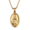 [silver KYASYA] Stainless Steel Miraculous Medal Necklace, 18K Gold Coin Necklace, Virgin Mary Medal Pendant, Men's and Women's, Includes Exclusive Bo