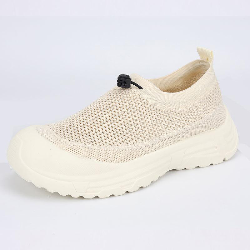Summer new fly-woven mesh shoes women's one-pedal thick-soled breathable lazy shoes daily commuting casual shoes women