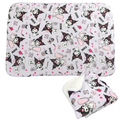 Revere Kuromi Decke, 2-lagige Flanell-Kuscheldecke mit Lammfell-Boa, Perfekt für Nickerchen, Überwürfe und Wärme, Sanrio Kuromi Merchandise