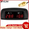 2 IN 1 Water Temperature Gauge Digital Led Voltmeter For Car Truck Motorcycle Car Temperature Sensor 10mm 1/8 NPT Celsius Degree