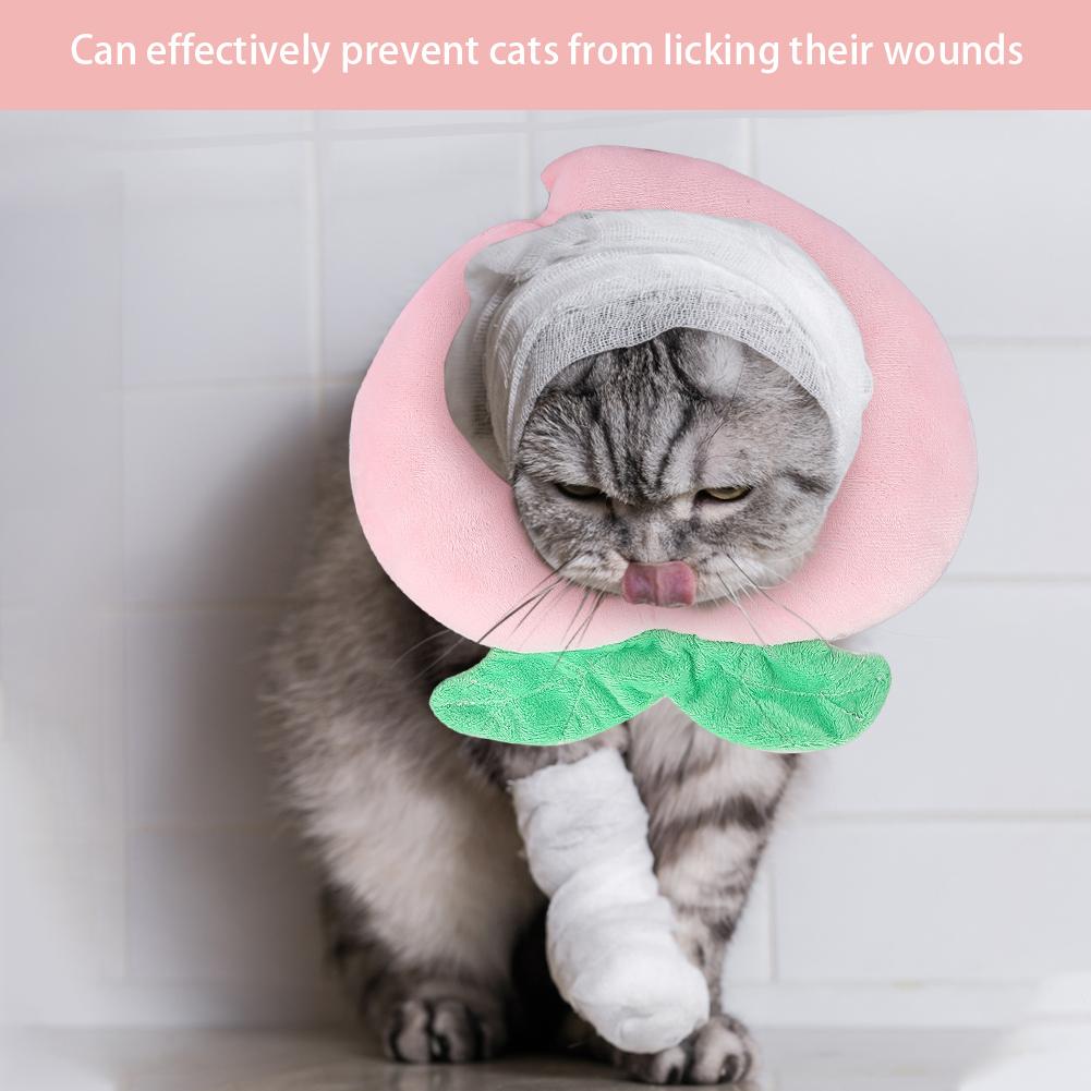 Polyester Sponge Peach Pet Anti Bite Collar Neck Recovery Wound Elizabeth Ring for Cats