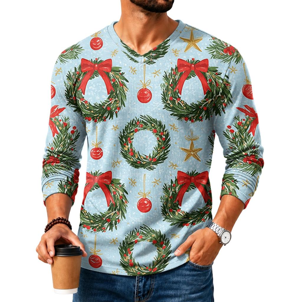 Men's Casual Loose Fit V-Neck Top