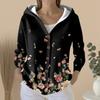Women's Fashion Casual Sweater Button-Up Print Cardigan  Hooded Jacket