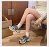 Slope heel platform dad shoes spring and autumn new sports shoes padded comfortable lace-up mesh breathable women's shoes