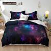 Starry Sky Polyester Duvet Cover Set King Size White Star Colourful Galaxy Starry Space Nebula Abstract Cosmos For Boy Girl Kids
