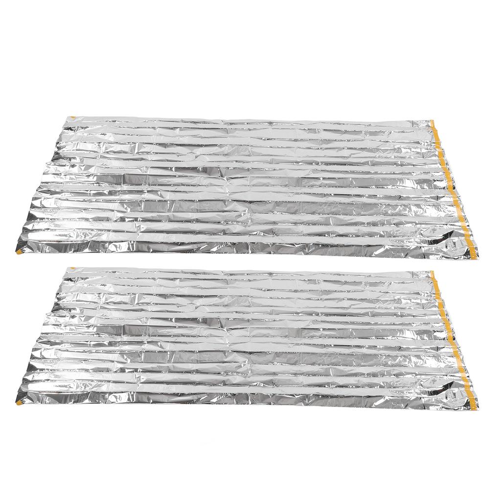 2PCS Emergency Blankets 200x100cm Foldable Space Blanket Sun Protection Tear Resistant Survival Blanket for Camping