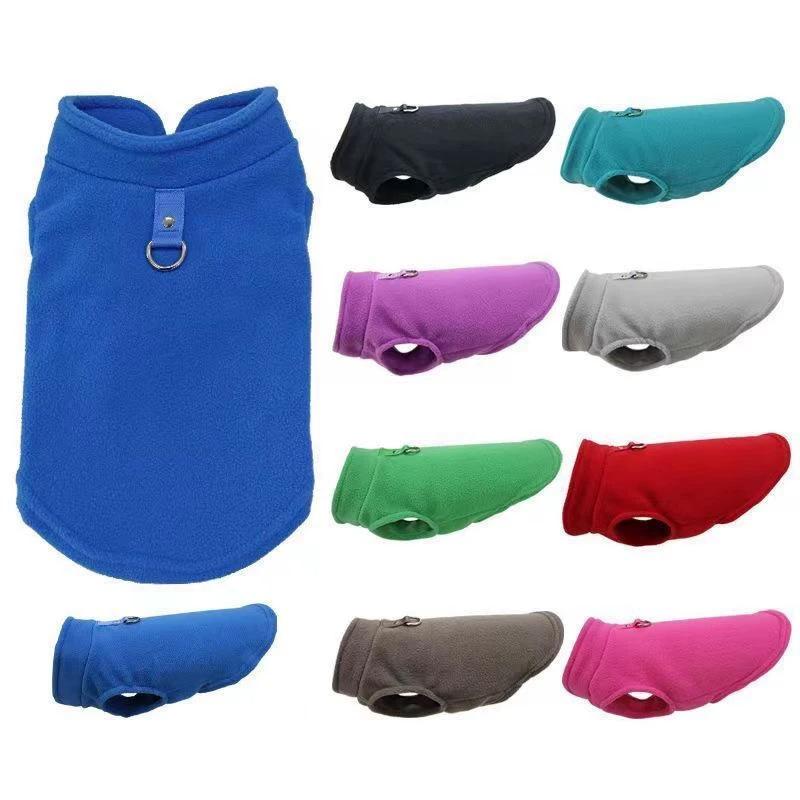 Thick Solid Color Polar Fleece Pet Dog Clothes with Leash