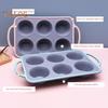 Silicone Cake Mold 6 Cups Cupcake Model Muffin Tart Baking Pan with Handle Non-Stick Food Grade Heat-resistant Easy Release Easy Cleaning Baking Mould