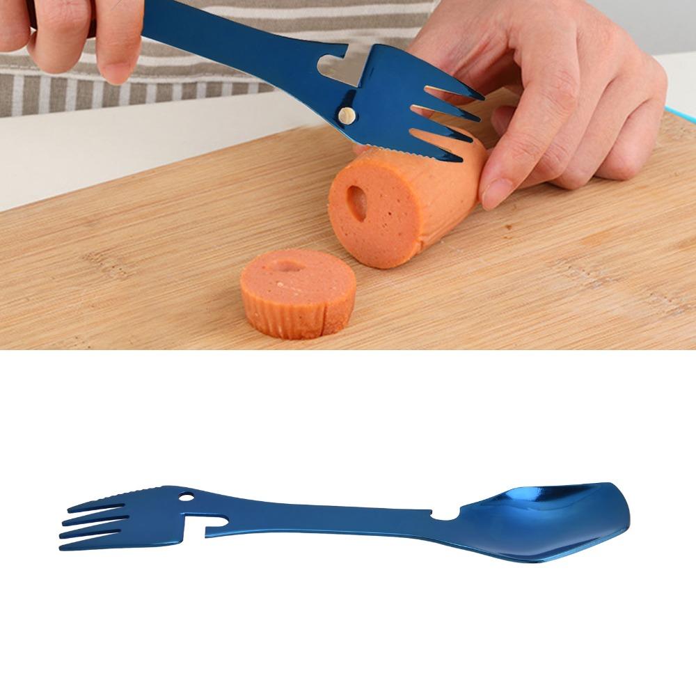 Premium Spork Fork Spoon Stainless Steel Blades Wrench Bottle Opener Wrench Home Kitchens
