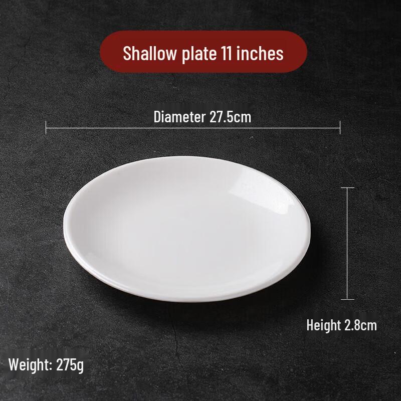 White Melamine Round Shallow Dinner Plates, 11-inch (10-pack)
