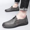 Fashion Summer Perforated Leather Shoes Mens Slip on Shoes lace up sandals Male Comfortable Casual Shoes Male Comfortable Loafers