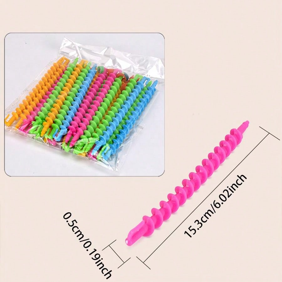 20Pcs Spiral Curler Set - Easy Diy Styling, Suitable For Various Curls - Quick Hair Conversion In Various Bright Colors - Suitab