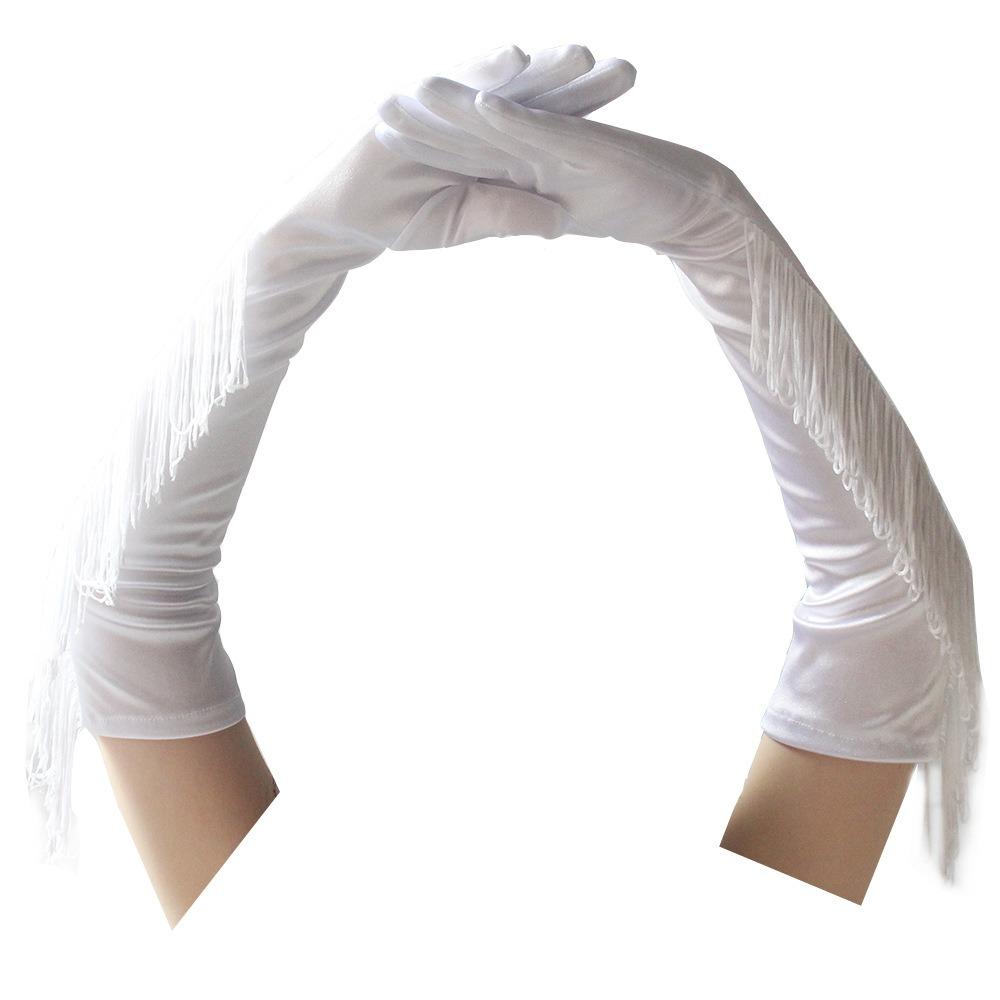 Stretch Fringe Tassel Gloves Opera Stage Dance Mittens Costume Lady Long Gloves  Halloween Party