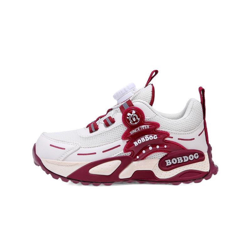 Babu Bean Classmate Children's Sports Shoes Spring and Autumn Mesh Breathable Middle and Older Boys Button Soft Sole Running Shoes