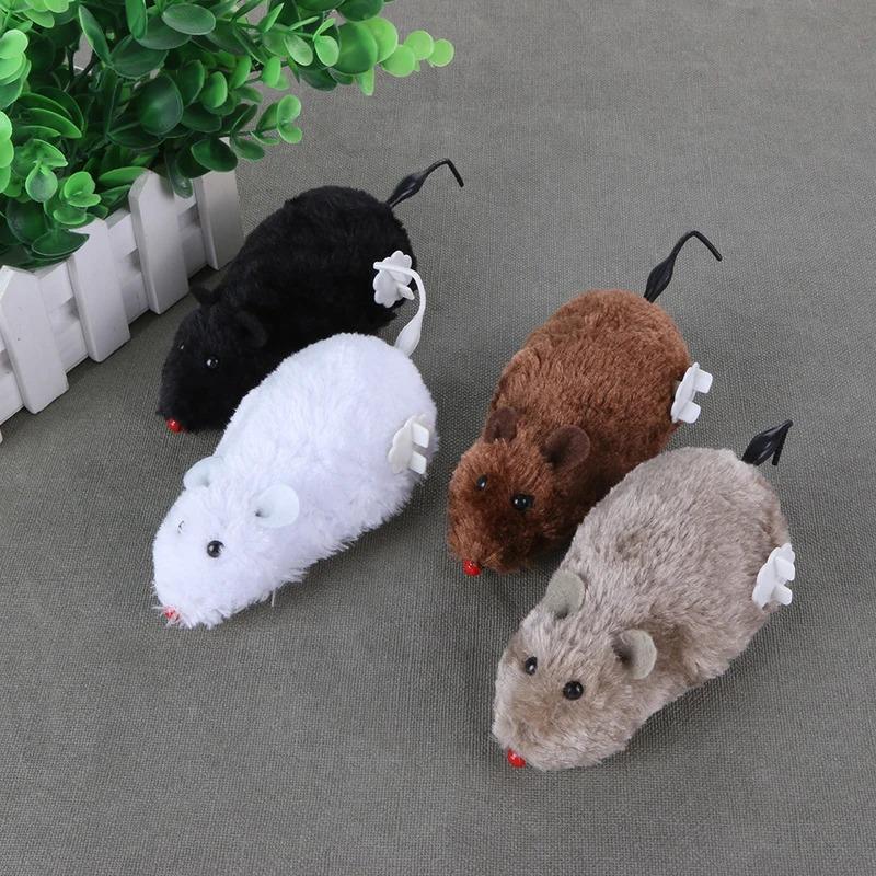 Mechanical Motion Rat Toys Running Movable Pet Plush Multi Color Clockwork Spring Mouse Interactive Cat Training Toys