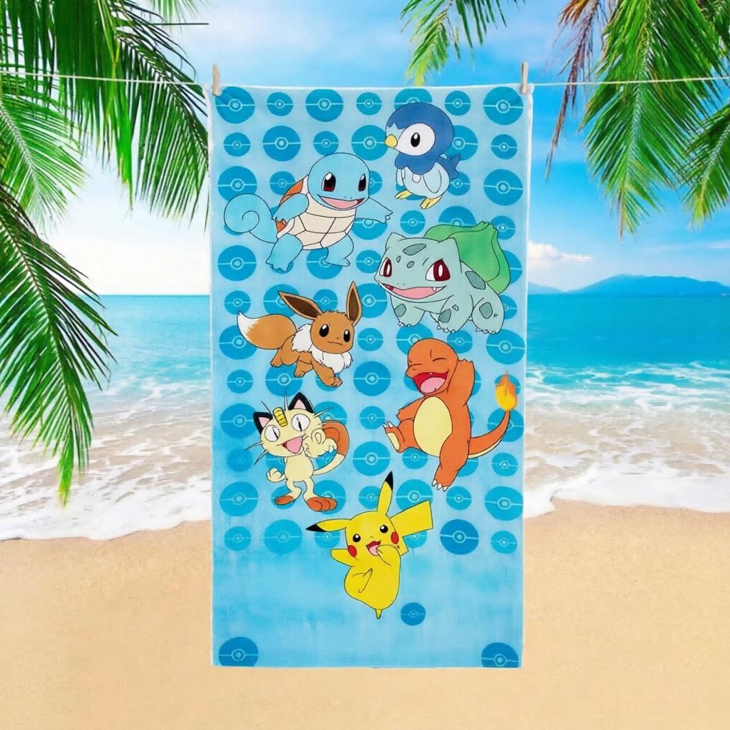 1pc Pokemon Illustration Beach Towel, Quick Dry Soft Towel, Multipurpose for Travel, Sports, Yoga, Pool, Home, Holiday Gift