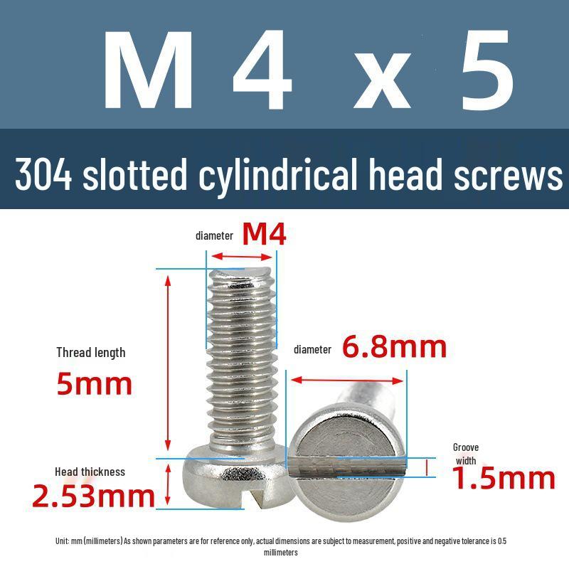 Yigu 304 Stainless Steel Slotted Pan Head Screws M1.6-M10