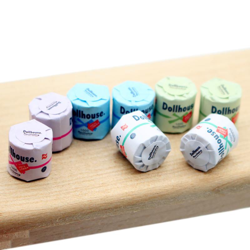 Dollhouse Miniature Tearable Toilet Paper Roll Real Paper Tissue Scene Decor Doll Home Bathroom Accessories