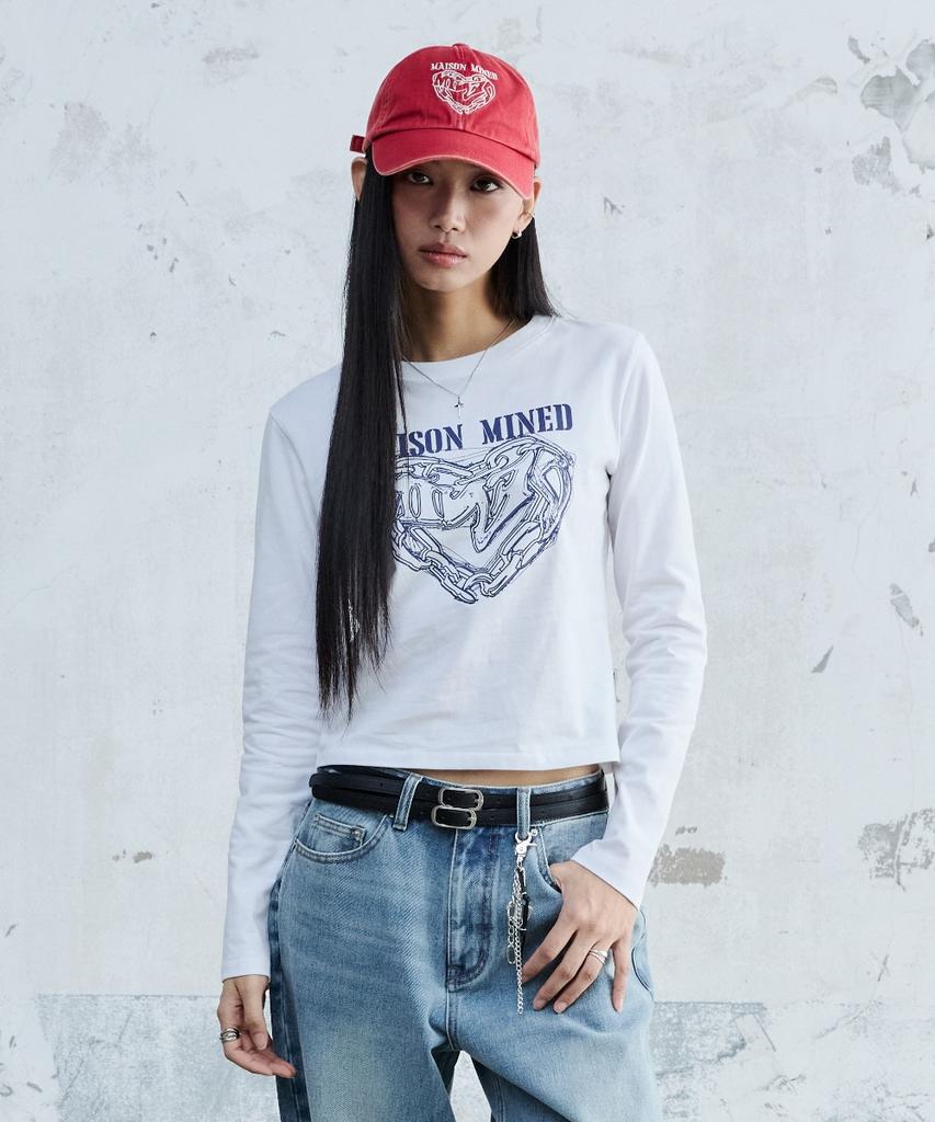 MAISON MINED (W) Doodle Heart Long Sleeve White