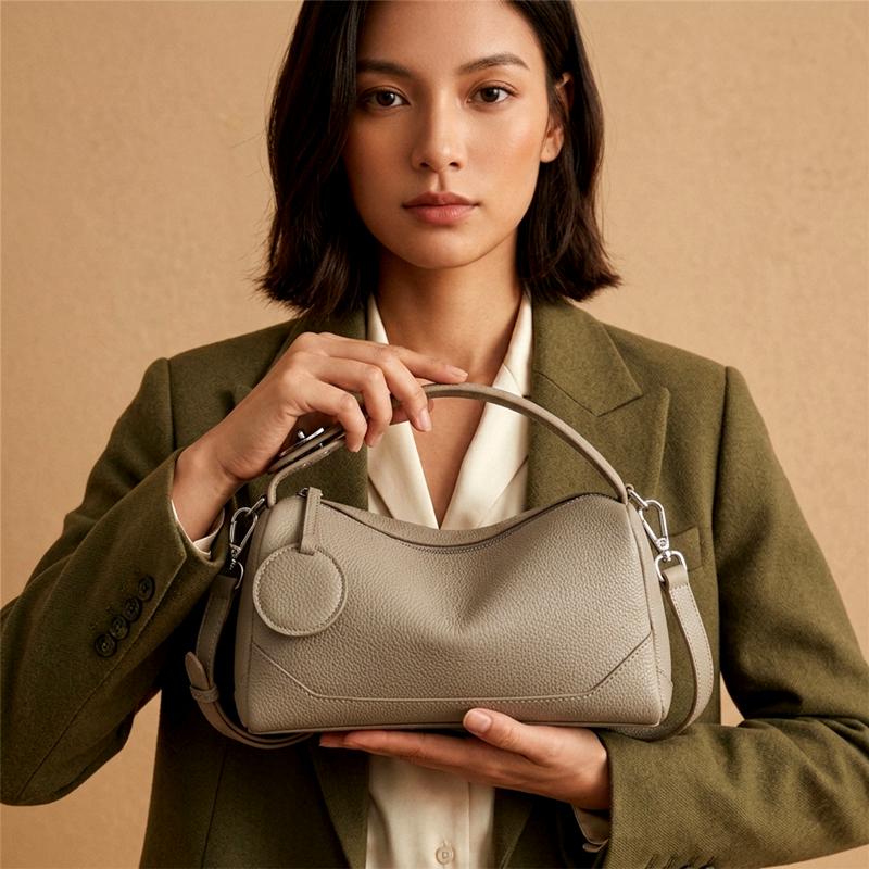 HIFASHION Genuine Leather Small Boston Women Shoulder Bags Soft Pillow Satchel Crossbody Purses Daily Work Tote Ladies Handbags