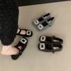 Saison plate velours boucle carrée strass chaussures moelleuses féminité Mary Jane chaussures simples chaussures en coton thermique