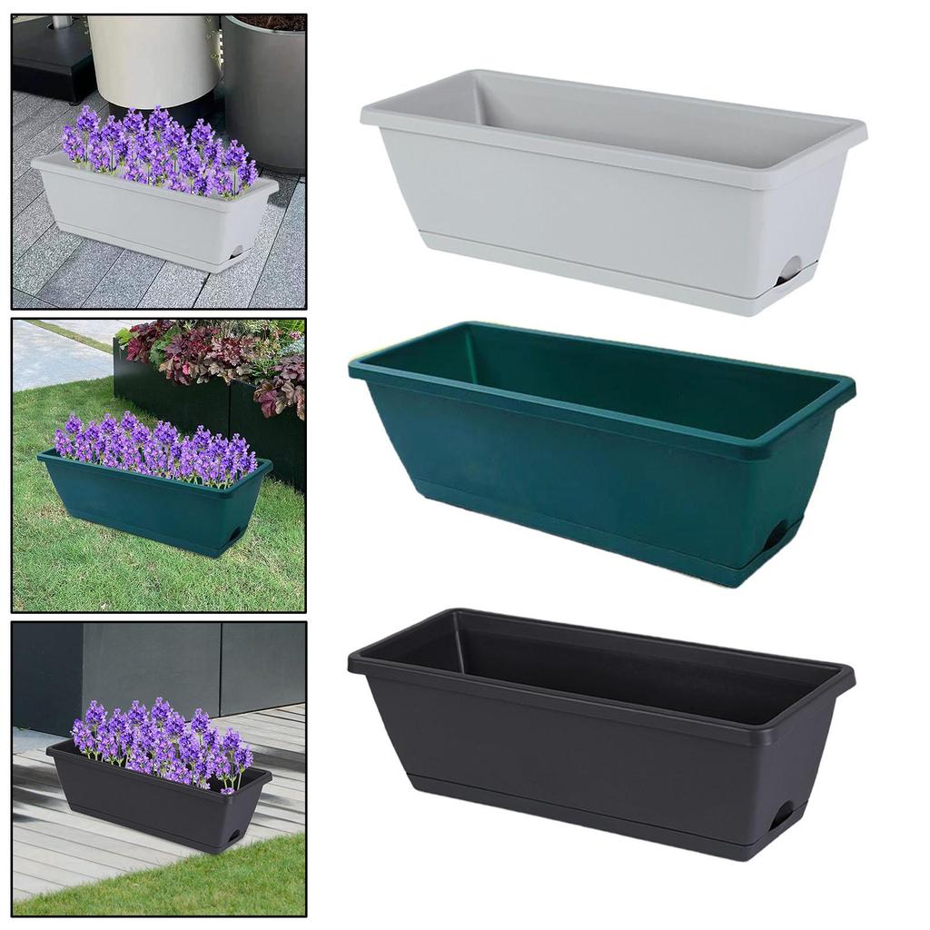 1 Pieces Window Box Planter Rectangle Plant Containers Decors with Drainage Holes Flower Pot Plant Pot for Outdoor Garden Home