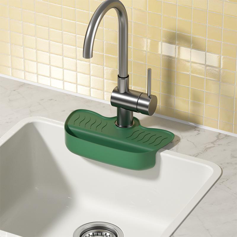 

1pc Sink Silicone Tray With Drain Soap Sponge Storage Holder Countertop Sink Scrubber Brush Soap Storage Rack Kitchen Organizer