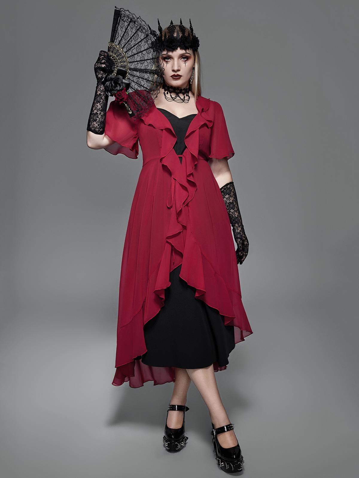 

Платье Rosegal Gothic Cami и комплект из платья с завязками и рукавами-крылышками, отделкой в виде салата 4XL красный