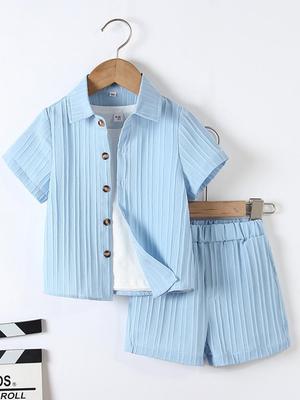 Completo Estivo da Ragazzo Stile Collegiale con Camicia e Pantaloncini
