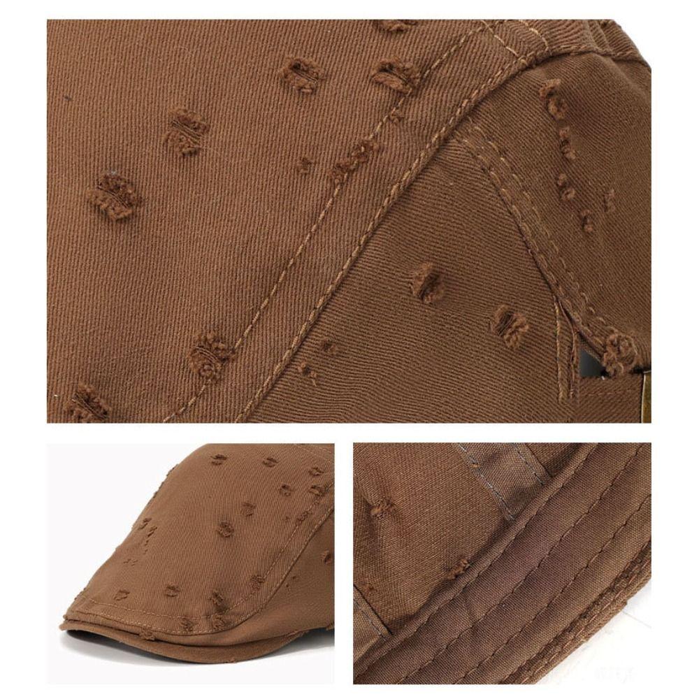 Fashion Hole Sketching Beret Hat Cotton Soft Newsboy Hat Adjustable Leisure Visor Cap Hip Hop