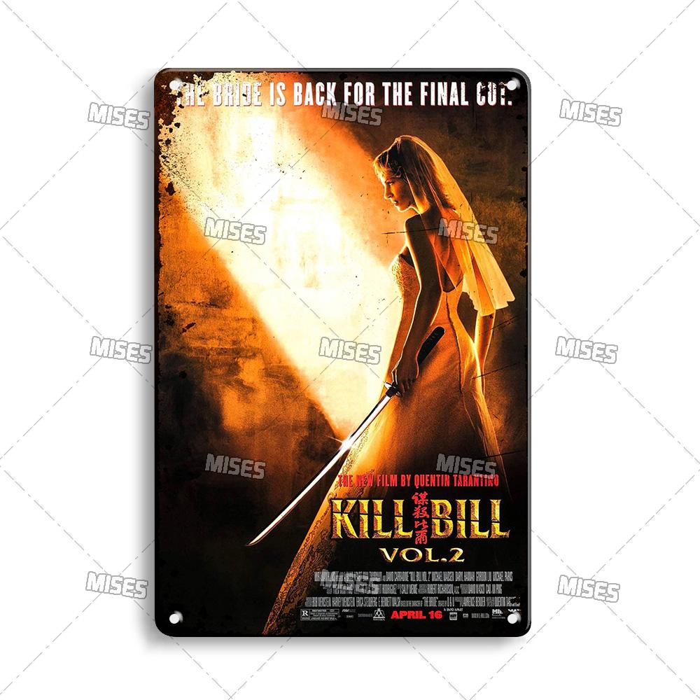 MISES Kill Bill:Sv.1 Klasický filmový bar Kovová cedule Vintage plakát Rezavý kovový talíř Průmyslový dekor Domov Kavárna Klub Kovová plaketa