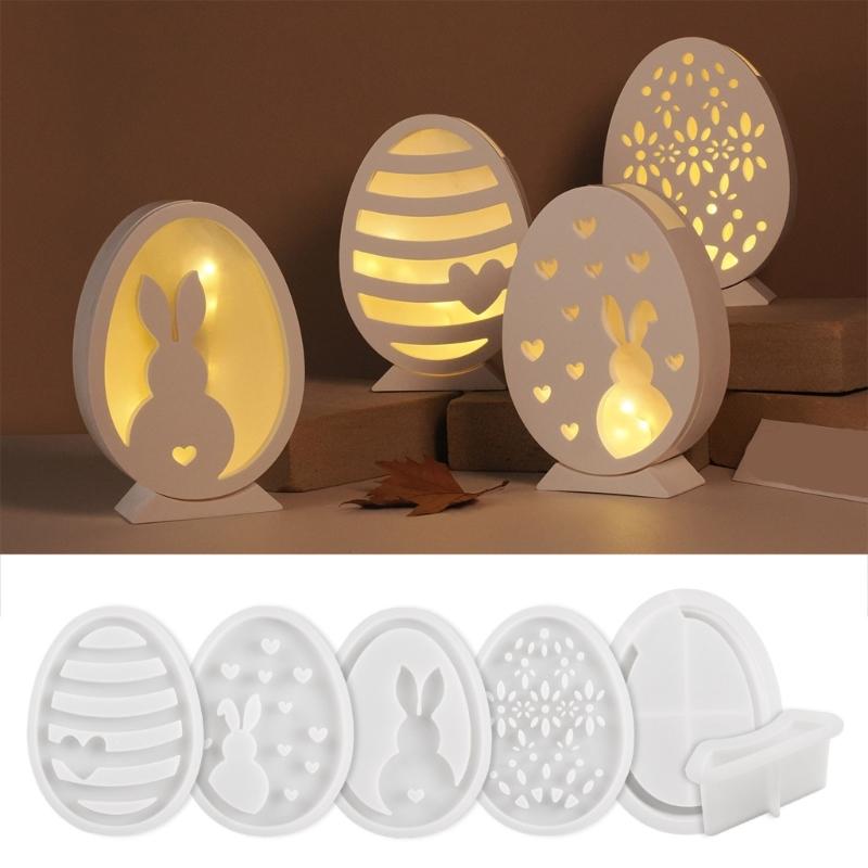 Easter Eggs and Rabbit Lantern Silicone Molds Table Decorative Ornament Mold for Crafting Ornament and Home Decors