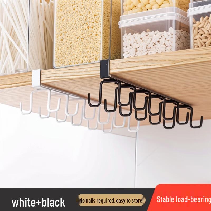 

Zhaoran Кухонная двухъярусная полка для хранения с крючками, 2 шт.