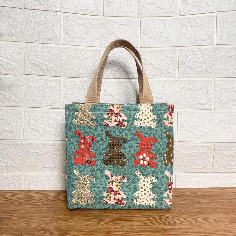 Canvas Style Insulated Lunch Bag With Handle For Students And Moms