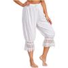 Womens Long Bloomers Loungewear Loose Harem Pants Elastic Waist Drawstring Medieval Style Midi Pants