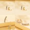 Double Fashionable Row Rhinestone Earrings Set With Asymmetric Design