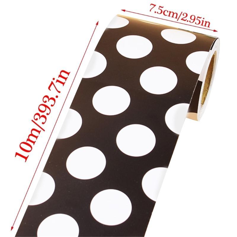 

W89C White Black Dots Border Trim Wall Sticker Bulletin Board Border Trim 32.8ft for Classroom Notice Board Chalkboard China Mainland
