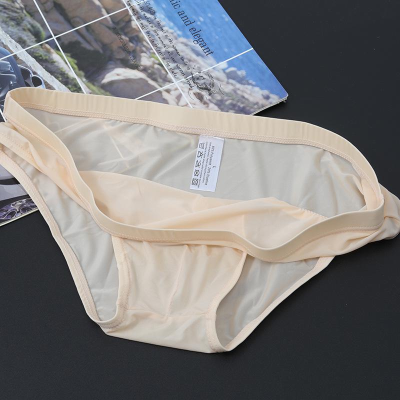 Men's Summer Ultra Thin Fashion New Ice Silk Smooth Transparent Triangle Briefs