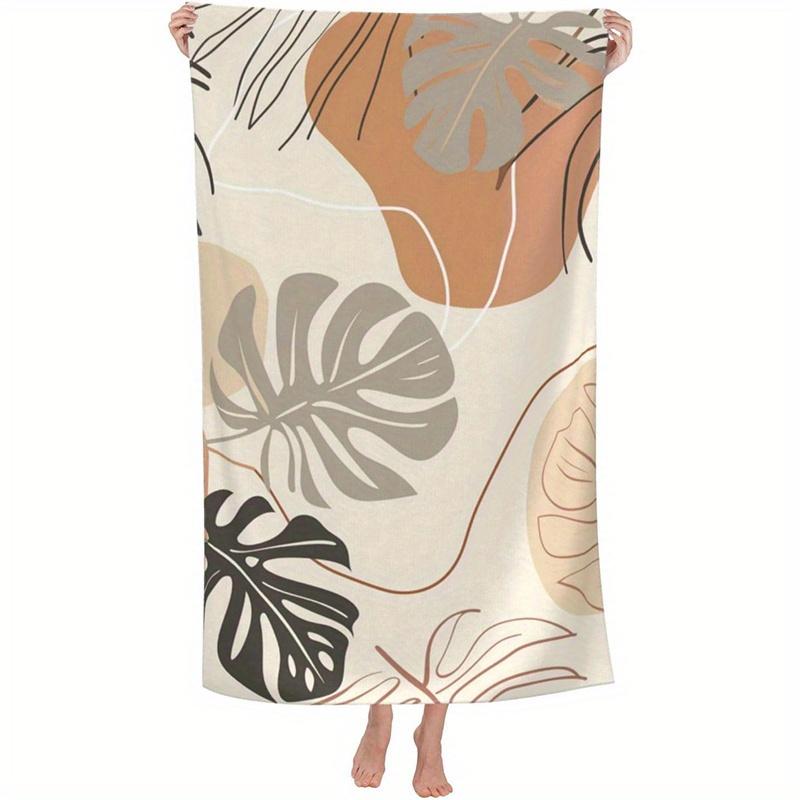 

Beach Towel Tropical Leaves Printed Pattern Sun Protection Windproof Suitable for Pool Camping Travel Blanket W30*H60(CM)