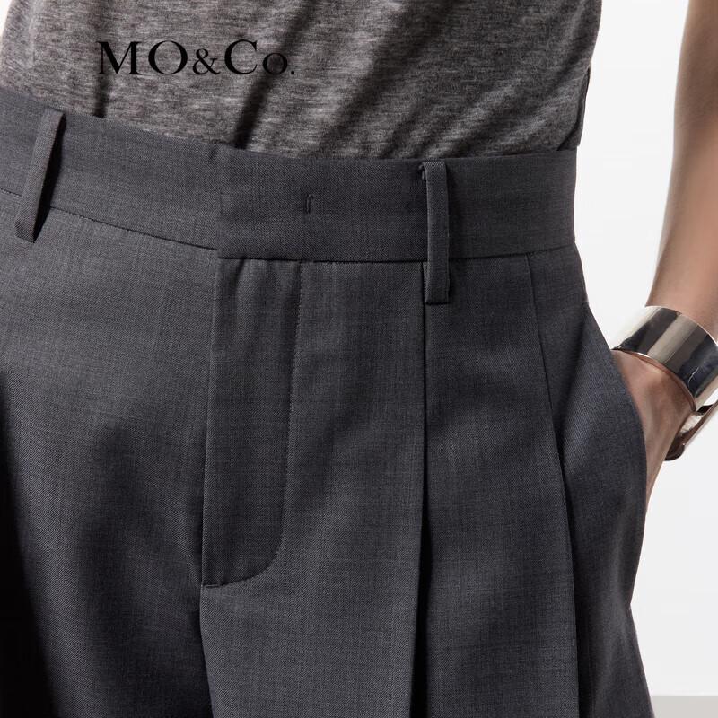 MO&Co. Wool-Blend Pleated High-Waist Wide-Leg Trousers