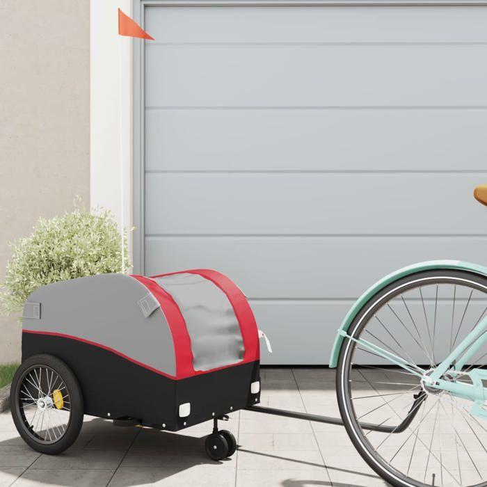 VidaXL Bicycle Trailer Black and Red 30 Kg Iron 94139