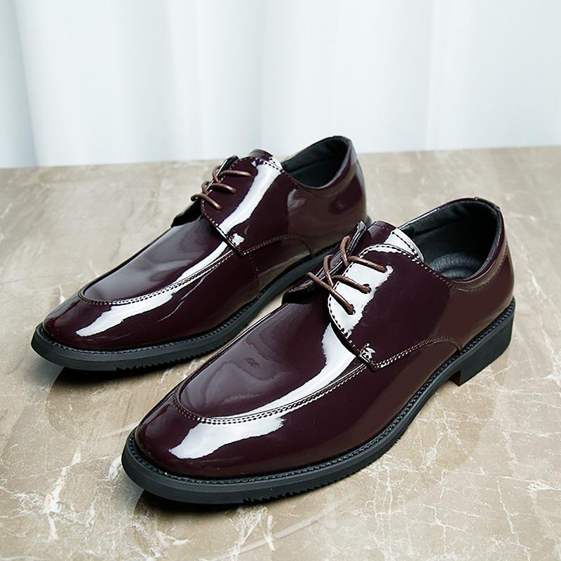 2025 direct supply men's business casual leather shoes British leather patent leather men's shoes round head dress single shoes wedding shoes