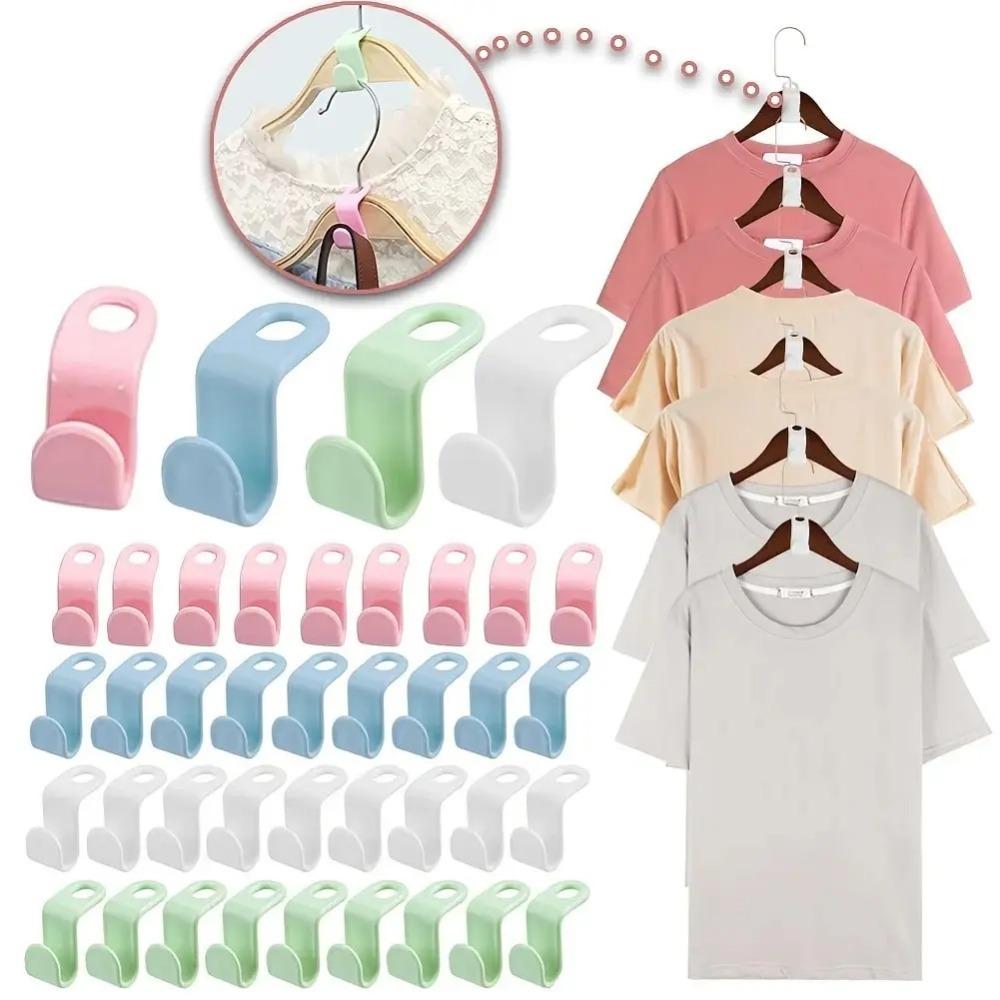 50pcs Clothes Hanger Extender Clips Space Saving Connector Hook Cascading Hangers Hooks Home Closet Storage Rack Organization